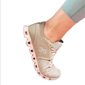 On Cloud X , running shoes. Women size 8.5 Sand/Rose